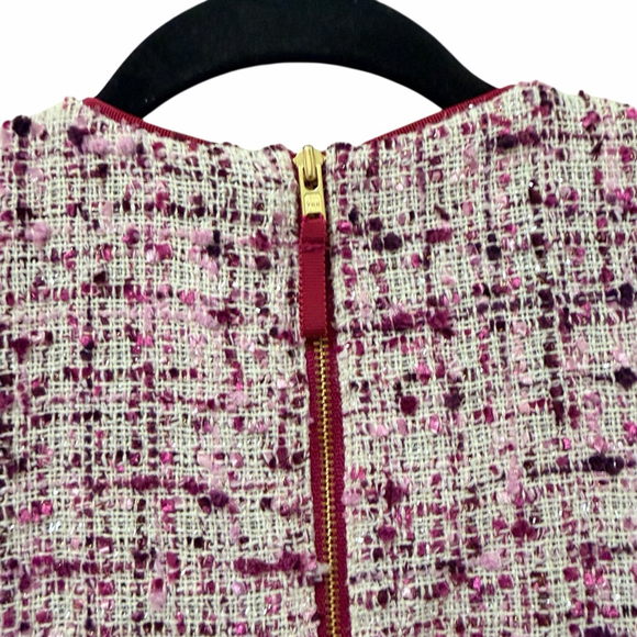 Crewcuts Girls Tweed Shift Dress Size 7 Burgundy Pink Sleeveless Lined - Picture 8 of 12